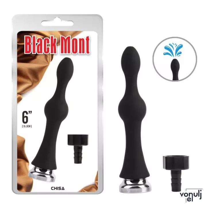 CHISA NOVELTIES intim zuhany Teasing Enema Play Attachment - fekete színben, zuhanycsőre rögzíthető, anális és hüvelyi irrigáláshoz, 15,3 cm