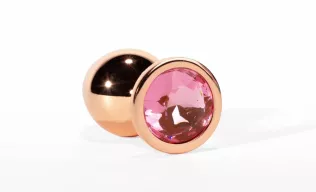 X-MEN fenékdugó Secret Shade Metal Butt Plug Rose L - rózsaarany színben, rózsaszín kővel, L-méretben, vízálló, fém (9.5 cm)