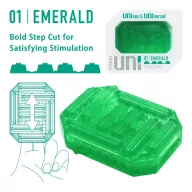 TENGA maszturbátor Uni Emerald - zöld színben, hasábos stimuláló felszínnel, vízálló