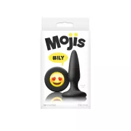 NS NOVELTIES fenékdugó Moji's ILY Black - fekete színben, emojival díszitve, letapasztható, vízálló, szilikon (8,5 cm)