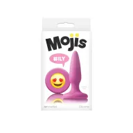 NS NOVELTIES fenékdugó Moji's ILY Pink - rózsaszín színben, emojival díszitve, letapasztható, vízálló, szilikon (8,5 cm)