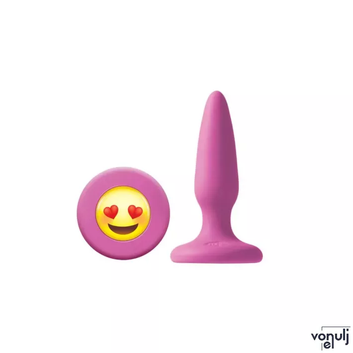 NS NOVELTIES fenékdugó Moji's ILY Pink - rózsaszín színben, emojival díszitve, letapasztható, vízálló, szilikon (8,5 cm)