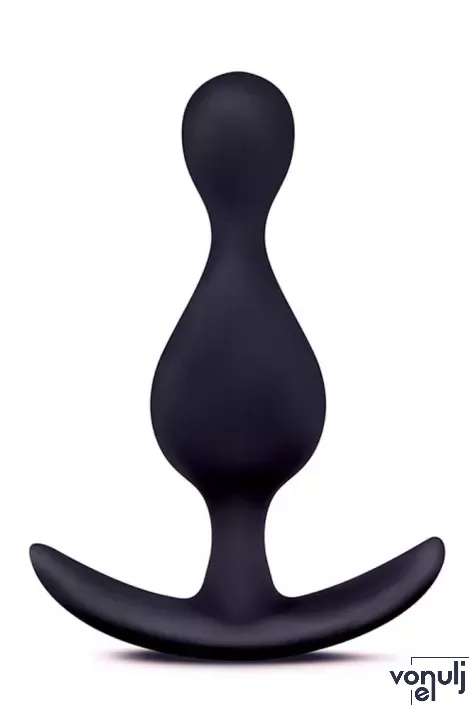 BLUSH fenékdugó Anal Adventures Platinum Wave Plug Black - fekete színben, vízálló, szilikon (11.4 cm )