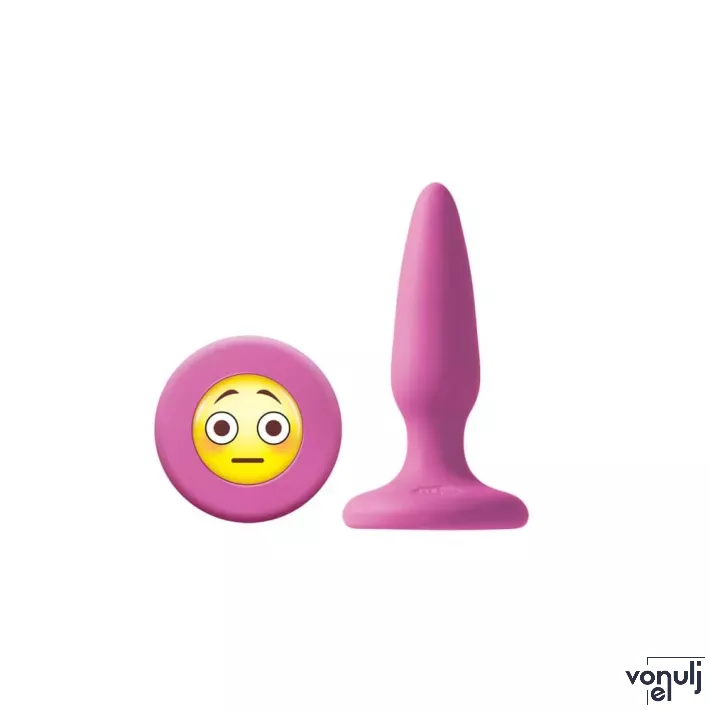 NS NOVELTIES fenékdugó Moji's OMG Pink - rózsaszín színben, emojival díszitve, letapasztható, vízálló, szilikon (8,5 cm)