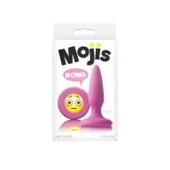 NS NOVELTIES fenékdugó Moji's OMG Pink - rózsaszín színben, emojival díszitve, letapasztható, vízálló, szilikon (8,5 cm)
