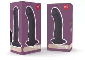 FUN FACTORY 7 " nonfiguratív dildó The Boss Black - fekete színben, vízálló, letapasztható, 18 cm