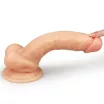 LOVETOY élethű dildó 8" ULTRA SOFT DUDE 2 - közepes méretű, vastag, ultra rugalmas, herékkel, letapasztható, TPE (20 cm)