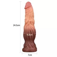 LOVETOY élethű dildó 9,5" NATURE COCK PLATINUM - nagy méret, herék nélkül, kétrétegű, letapasztható, szilikon (24 cm)