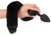 BAD KITTY fenékdugó farokkal Pet Play Plug & Ears - fekete színben, cicafüles hajráffal, fetish játékokhoz